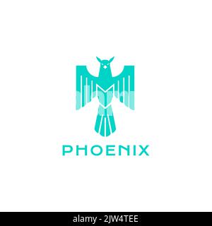 flying aqua phoenix logo design Stock Vector
