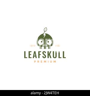 skull with shoots leaf logo design Stock Vector