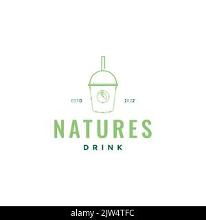 nature drink cup plastic fresh logo Stock Vector