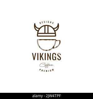 viking with coffee cup logo design Stock Vector