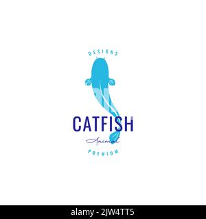 colored catfish food logo design Stock Vector