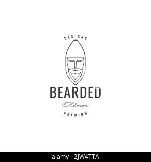 man oval face bearded logo design Stock Vector