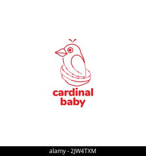 cardinal bird nest logo design Stock Vector