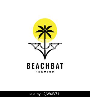 bats with coconut tree logo design Stock Vector