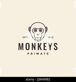 face ape monkey minimal hipster logo design Stock Vector