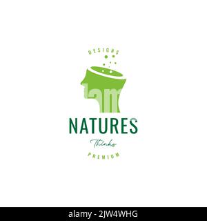human head with nature mind logo design Stock Vector