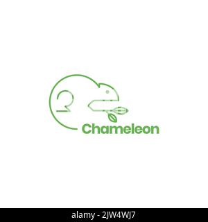 minimal animal chameleon logo design Stock Vector