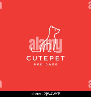 art minimal cat sit logo design Stock Vector