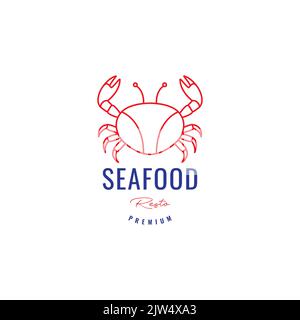 line minimal seafood crab logo design Stock Vector