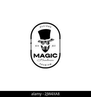 macho man with bearded long hat logo design Stock Vector