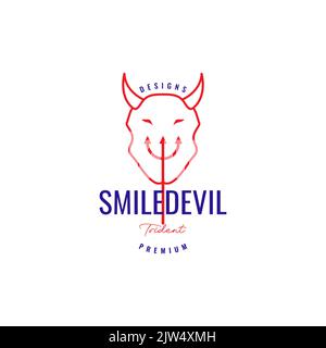 smile devil with trident logo design Stock Vector