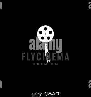 movie balloon fly logo design Stock Vector
