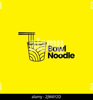 practical bowl noodle logo design vector Stock Vector