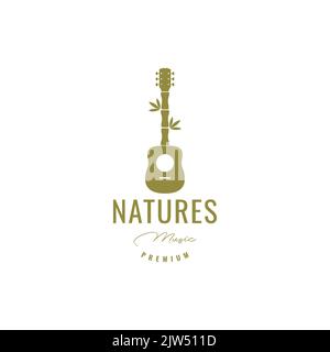 guitar bamboo logo design vector Stock Vector