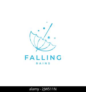 umbrella falling rain logo design Stock Vector