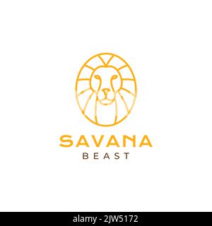 minimal face beast lion geometric logo design Stock Vector