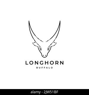 deer long horn minimal logo design Stock Vector