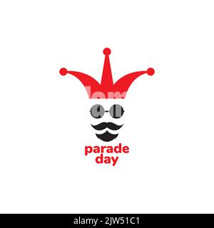 face sunglasses with hat clown logo design Stock Vector