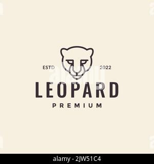 face beast leopard minimal hipster logo Stock Vector