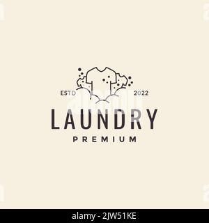 t shirt with bubble wash laundry logo design Stock Vector