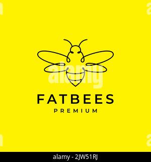 continuous line minimal honey bee logo design Stock Vector
