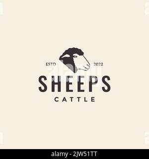head cattle sheep logo design Stock Vector