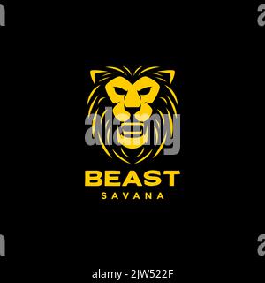 face lion mane beast roar logo design Stock Vector