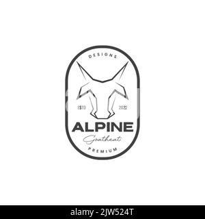 isolated alpine goat head badge logo design Stock Vector