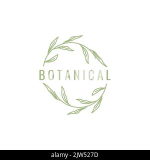 circle leaves aesthetic logo design Stock Vector