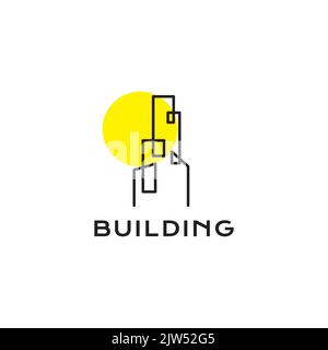 continuous line skyscraper logo design Stock Vector