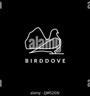 silver fantail pigeon logo design Stock Vector