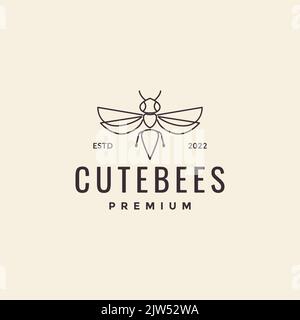 lines art minimal flying honey bee logo design Stock Vector