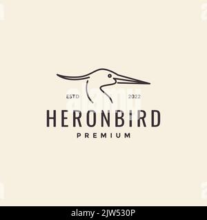 minimalist head bird heron hipster logo Stock Vector
