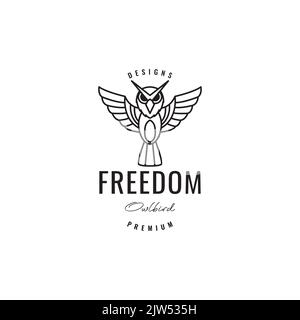 hipster polygonal fly owl logo design Stock Vector