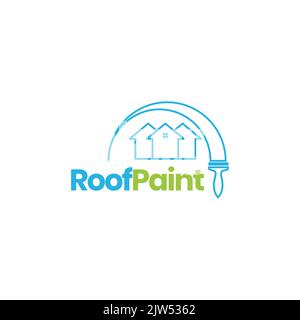 building roof painting logo design Stock Vector