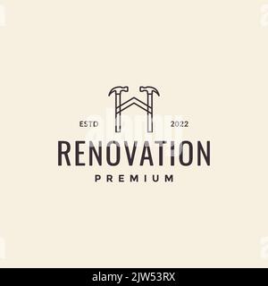 repair home with hammer logo design Stock Vector