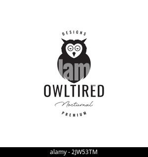 owl tired logo design vintage Stock Vector