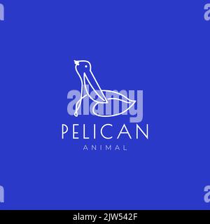 lines art pelican logo design vector Stock Vector