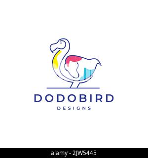 dodo bird lines art abstract logo design Stock Vector