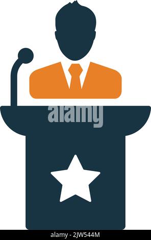 Man, manager, speech icon is isolated on white background. Use for graphic and web design or commercial purposes. Vector EPS file. Stock Vector
