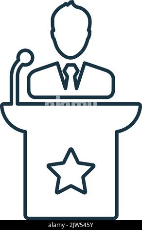 Man, manager, speech icon is isolated on white background. Use for graphic and web design or commercial purposes. Vector EPS file. Stock Vector