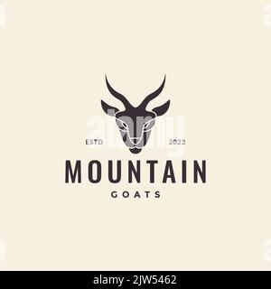 face mountain goat vintage logo design Stock Vector
