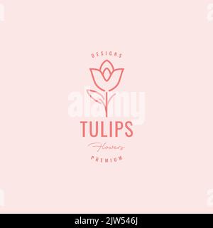 minimalist flower tulip lines art logo design Stock Vector