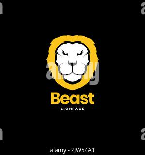 face flat modern lion beast logo design Stock Vector