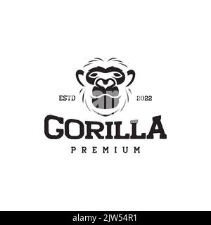 face old vintage gorilla logo design vector Stock Vector