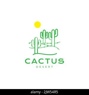 desert cactus lines abstract logo design Stock Vector