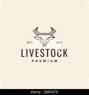 head minimalist cattle hipster logo design Stock Vector