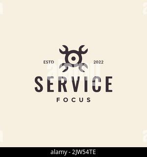 wrench cross target hipster logo design Stock Vector