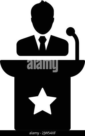 Man, manager, speech icon is isolated on white background. Use for graphic and web design or commercial purposes. Vector EPS file. Stock Vector