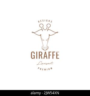 lines art giraffe head logo design Stock Vector